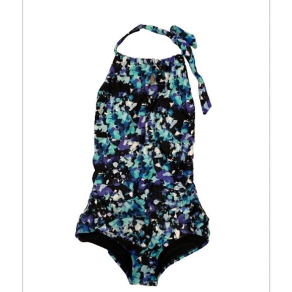 Speedo Floral High Neck Keyhole Floral One Piece Swimsuit Size Small - Picture 2 of 7
